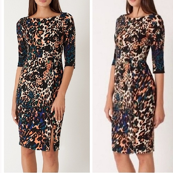 Black Halo Marissa Leopard Sheath Dress - Picture 1 of 8